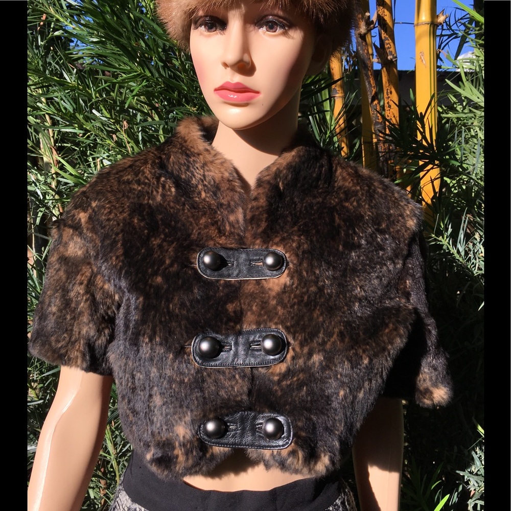 SLEEVE CROPPED FUR TWEED BOLERO JACKET